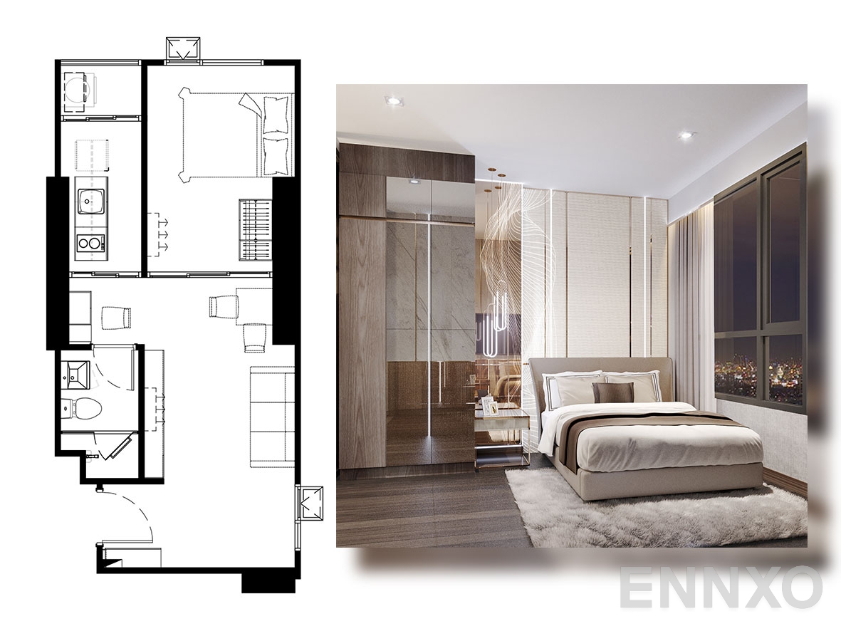 รูปแปลนห้อง UNIT 5 ของโครงการ ไนท์บริดจ์ คอลลาจ สุขุมวิท 107