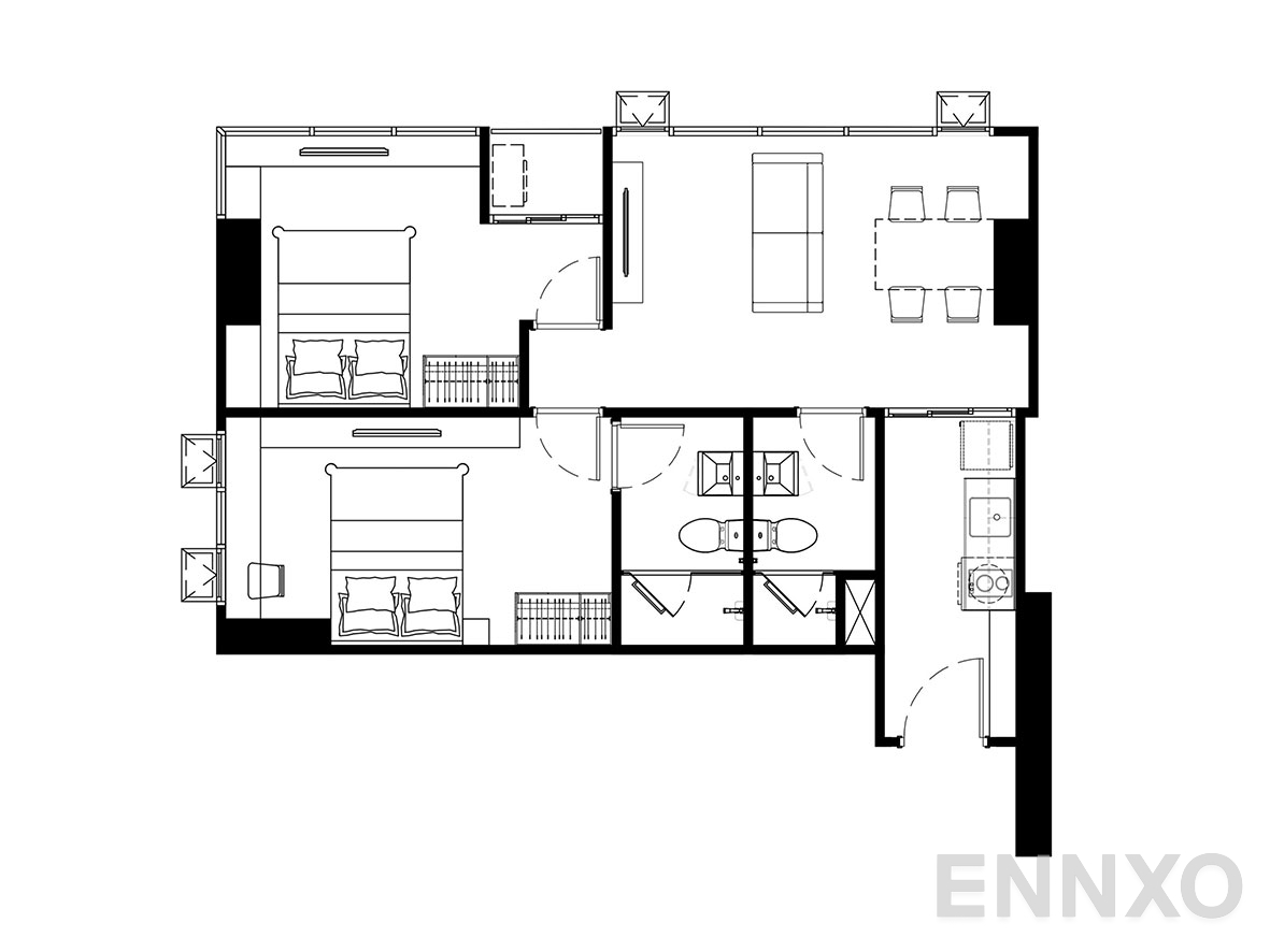 รูปแปลนห้อง UNIT 7 ของโครงการ ไนท์บริดจ์ คอลลาจ สุขุมวิท 107