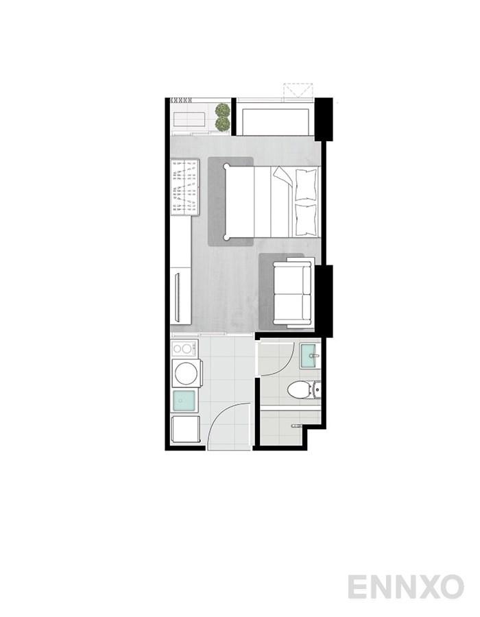 รูปแปลนห้อง UNIT 1 ของโครงการ คอนโด ไนท์บริดจ์ เกษตร โซไซตี้