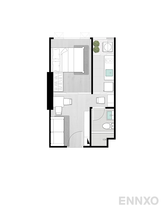 รูปแปลนห้อง UNIT 3 ของโครงการ คอนโด ไนท์บริดจ์ เกษตร โซไซตี้