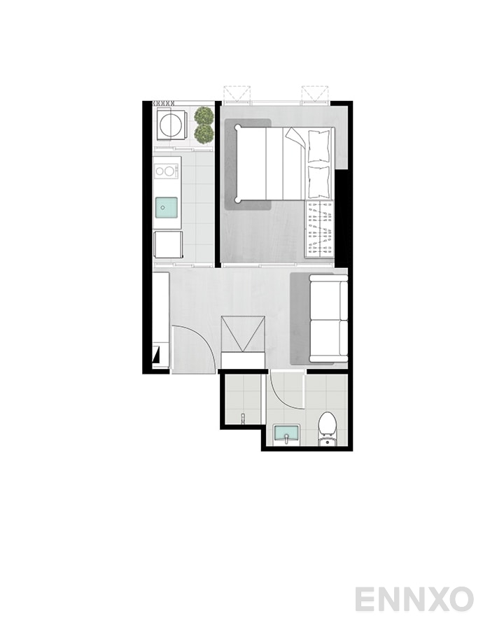 รูปแปลนห้อง UNIT 5 ของโครงการ คอนโด ไนท์บริดจ์ เกษตร โซไซตี้