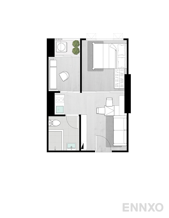 รูปแปลนห้อง UNIT 6 ของโครงการ คอนโด ไนท์บริดจ์ เกษตร โซไซตี้