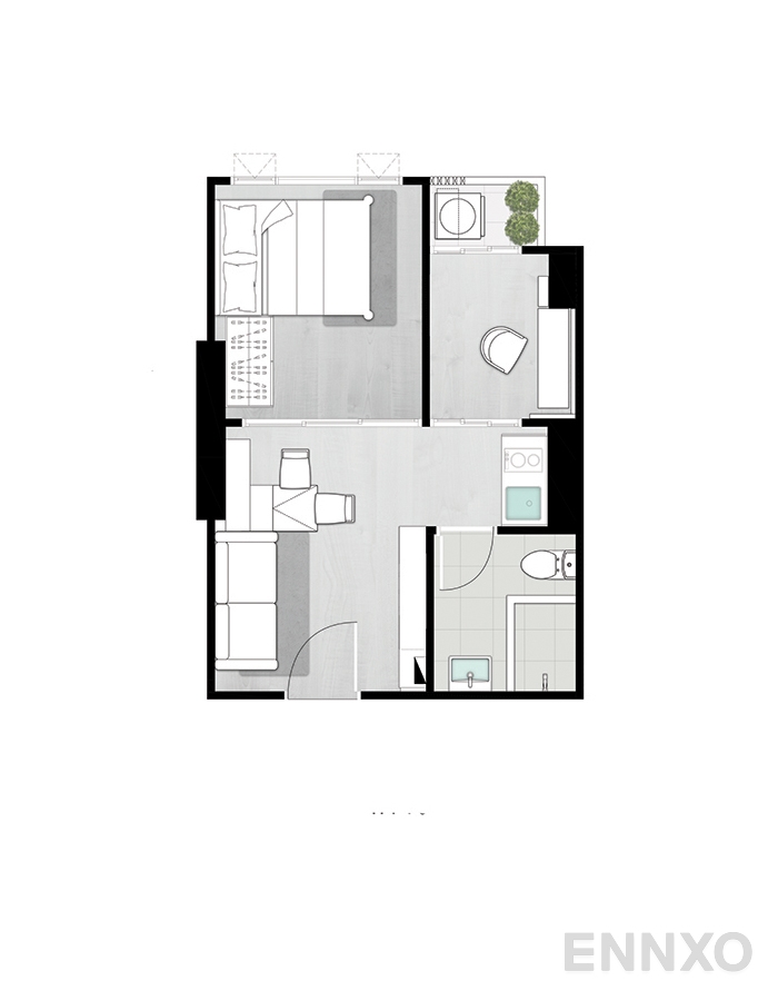 รูปแปลนห้อง UNIT 7 ของโครงการ คอนโด ไนท์บริดจ์ เกษตร โซไซตี้