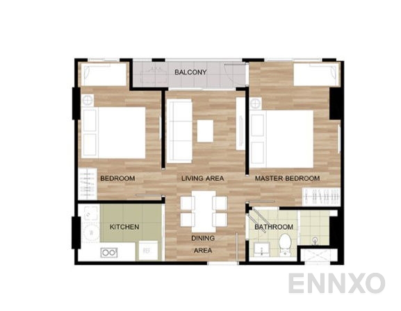 รูปแปลนห้อง 2 Bedroom ของโครงการ ลา ฮาบานา หัวหิน