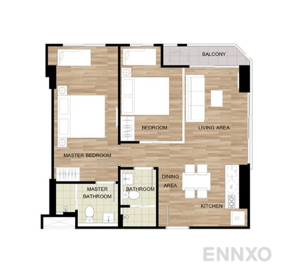 รูปแปลนห้อง 2 Bedroom ของโครงการ ลา ฮาบานา หัวหิน