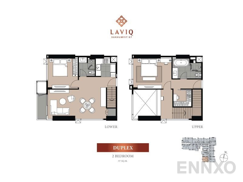 รูปแปลนห้อง Duplex ของโครงการ LAVIQ Sukhumvit 57