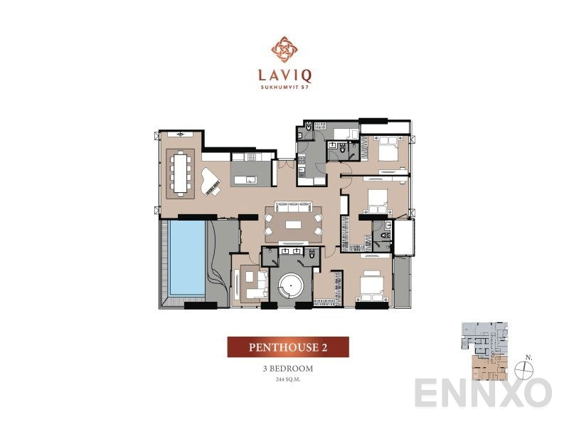 รูปแปลนห้อง Penthouse ของโครงการ LAVIQ Sukhumvit 57