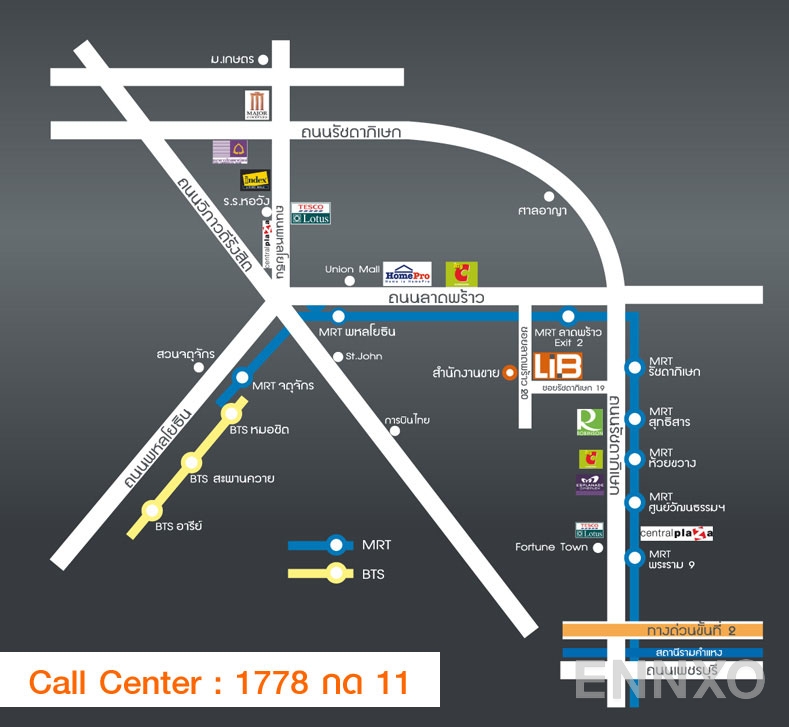 ภาพแผนที่แสดงที่ตั้งโครงการ LIB Ladprao 20
(ลิปป์ ลาดพร้าว 20) และสถานที่โดยรอบ