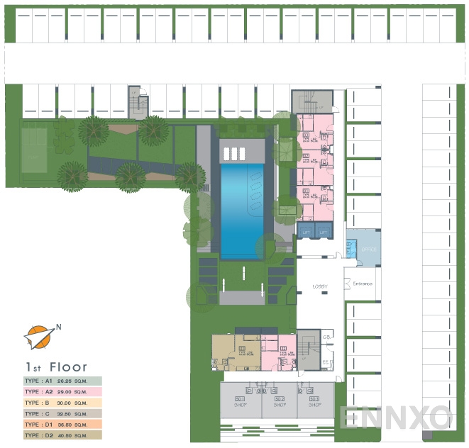 แปลนชั้น Floor 1 ของโครงการ ลิปป์ รามคำแหง 43/1