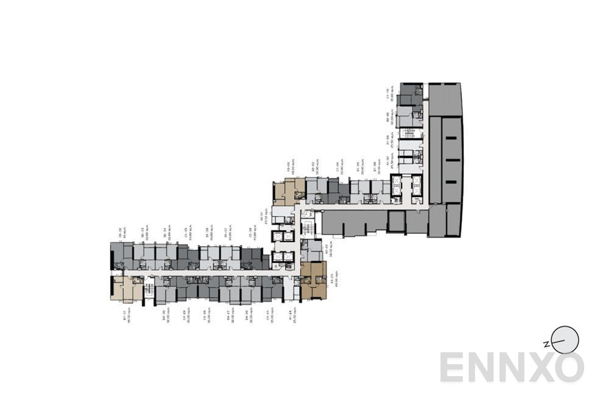 แปลนชั้น 39th Floor Plan ของโครงการ ไลฟ์ อโศก ไฮป์