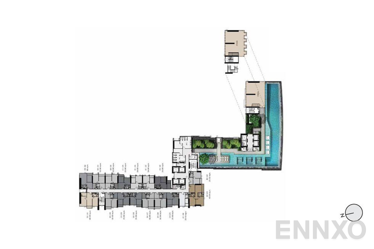 แปลนชั้น 40th Floor Plan ของโครงการ ไลฟ์ อโศก ไฮป์