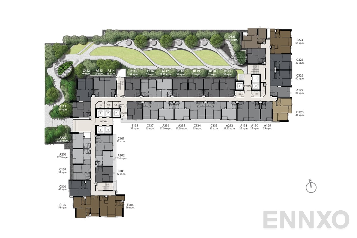 แปลนชั้น 7th-Floor ของโครงการ ไลฟ์ อโศก - พระราม 9
