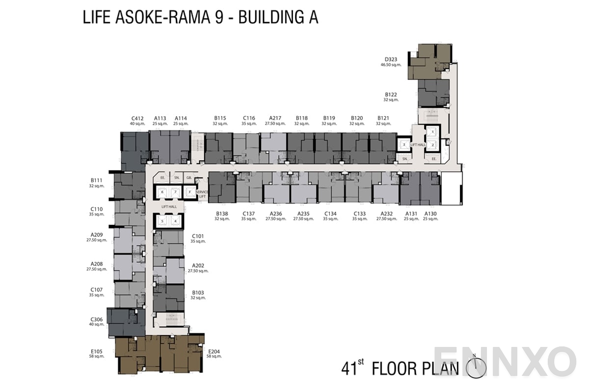 แปลนชั้น 41st Floor ของโครงการ ไลฟ์ อโศก - พระราม 9