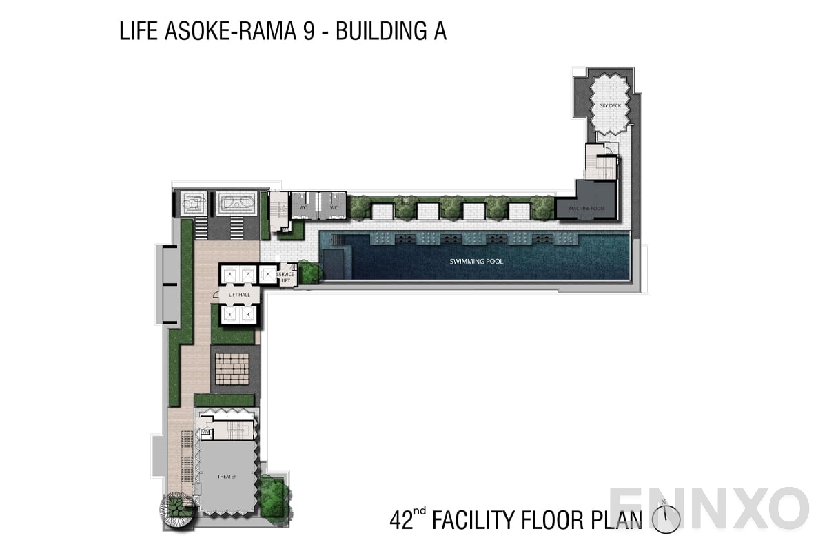 แปลนชั้น 42nd Facility Floor ของโครงการ ไลฟ์ อโศก - พระราม 9