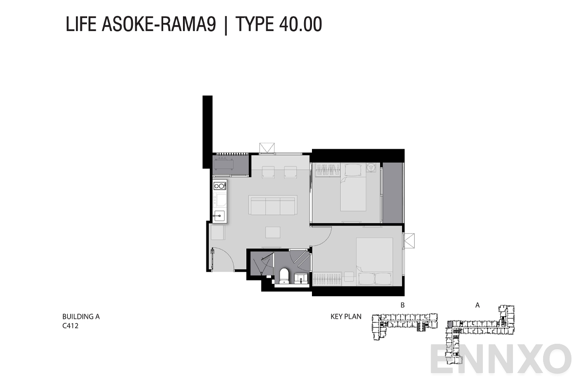 รูปแปลนห้อง TYPE C4 40 SQ.M_2 ของโครงการ ไลฟ์ อโศก - พระราม 9