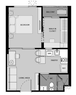 รูปแปลนห้อง 1 Bedroom Plus ของโครงการ ไลฟ์ อโศก