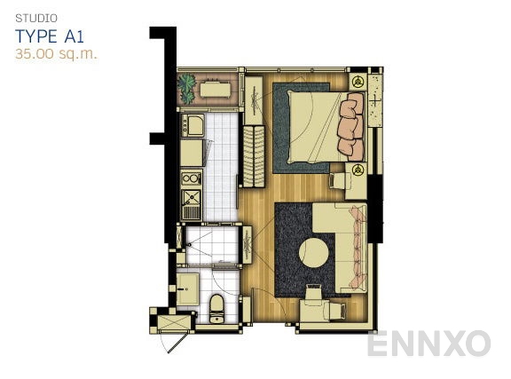 รูปแปลนห้อง Studio ของโครงการ ไลฟ์ แอด ลาดพร้าว 18