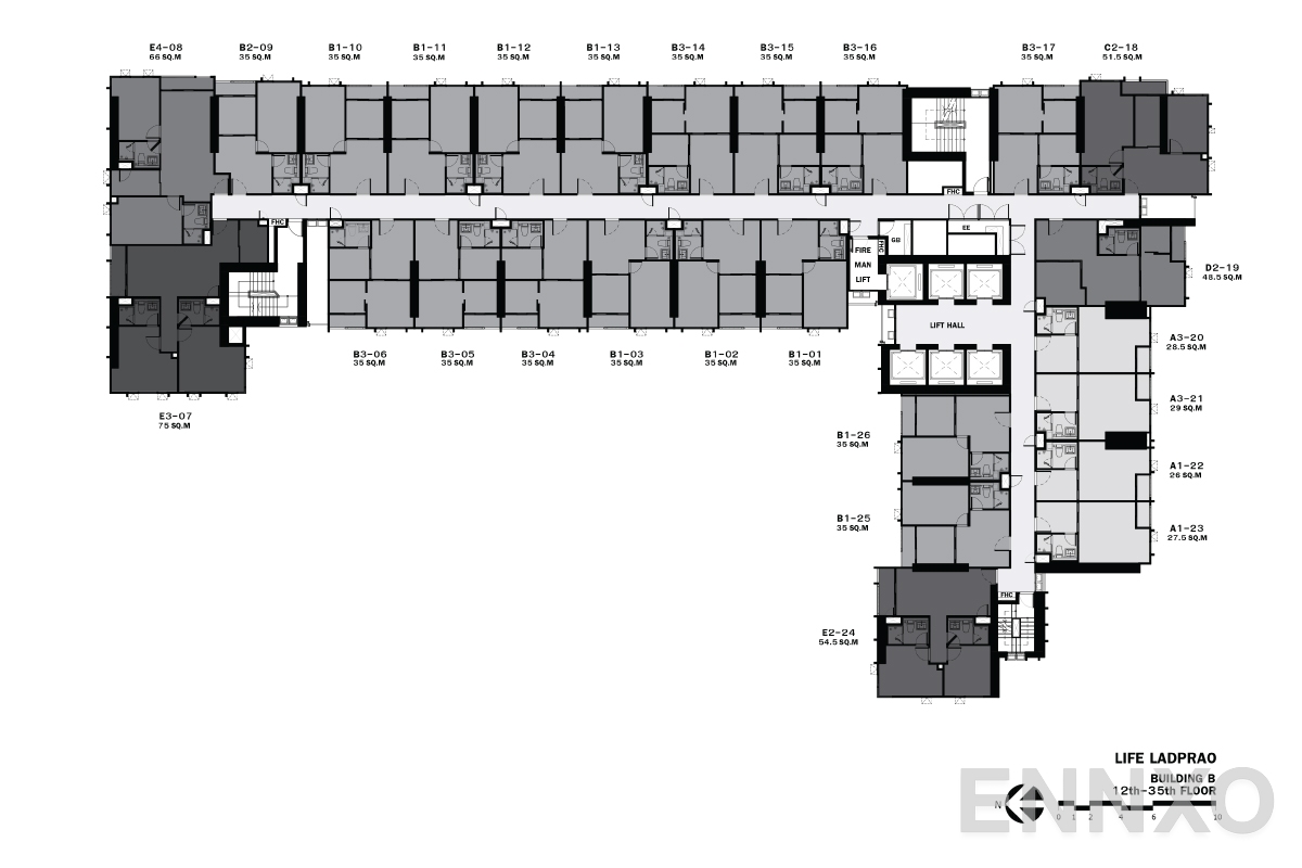 แปลนชั้น 12th-35th-floorplan ของโครงการ Life Ladprao