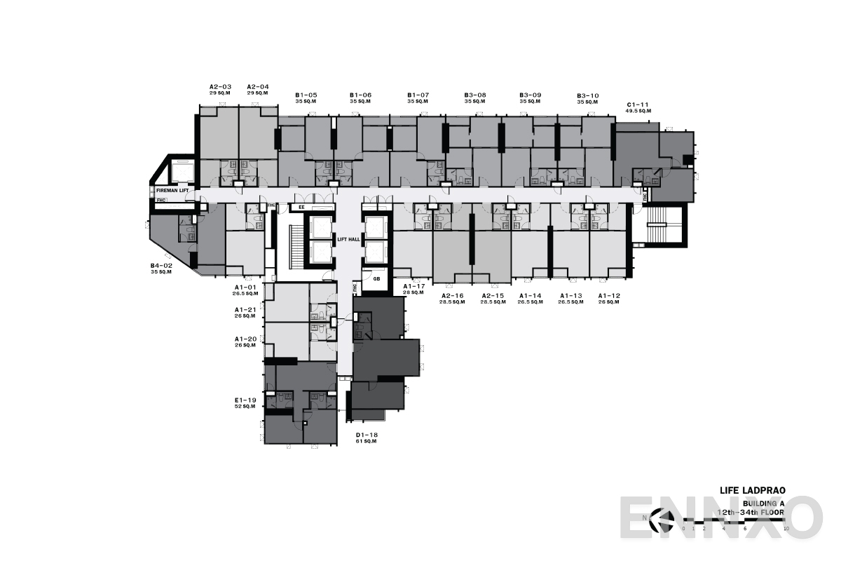 แปลนชั้น 12th-34th-floorplan ของโครงการ Life Ladprao