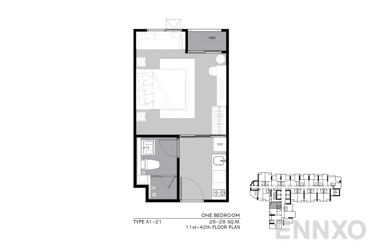 รูปแปลนห้อง TYPE A1 26-28 SQ.M. โครงการ ไลฟ์ ลาดพร้าว