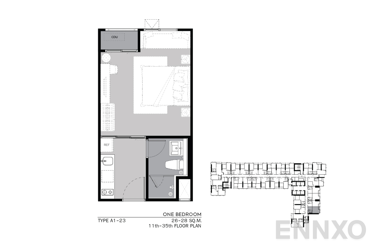 รูปแปลนห้อง TYPE A1 26-28 SQ.M. ของโครงการ Life Ladprao