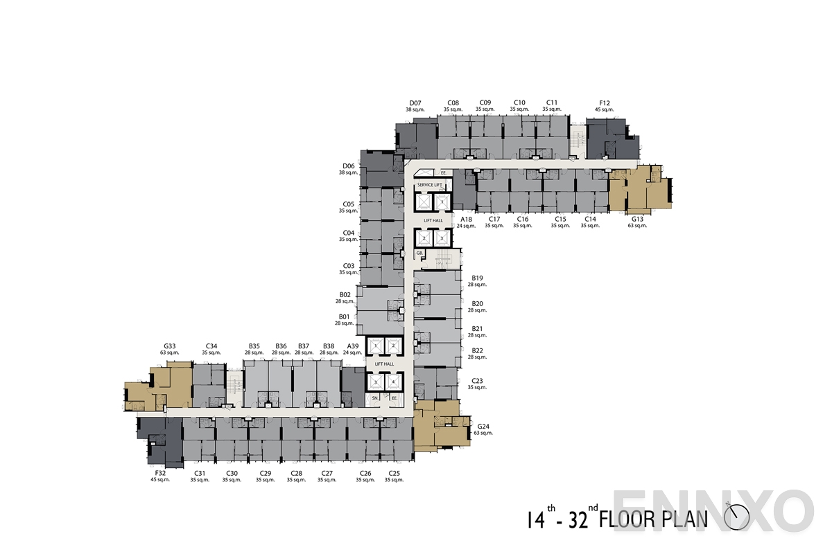 แปลนชั้น 14th-32nd-floorplan ของโครงการ Life One Wireless