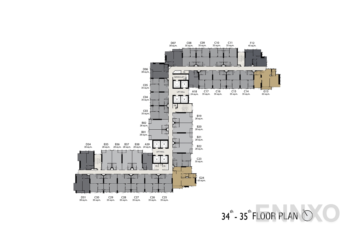 แปลนชั้น 34th-35th-floorplan ของโครงการ Life One Wireless