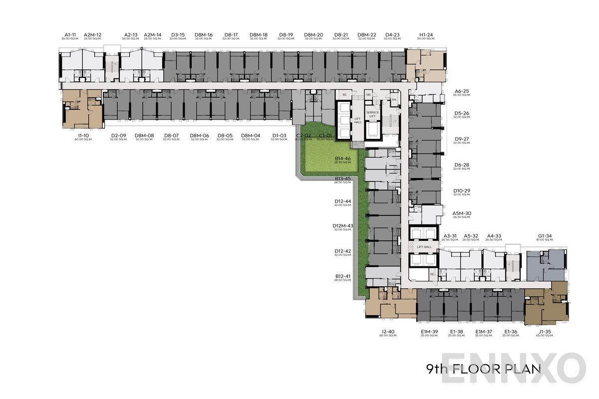 แปลนชั้น 9th Floor  ของโครงการ ไลฟ์ พระราม 4 - อโศก