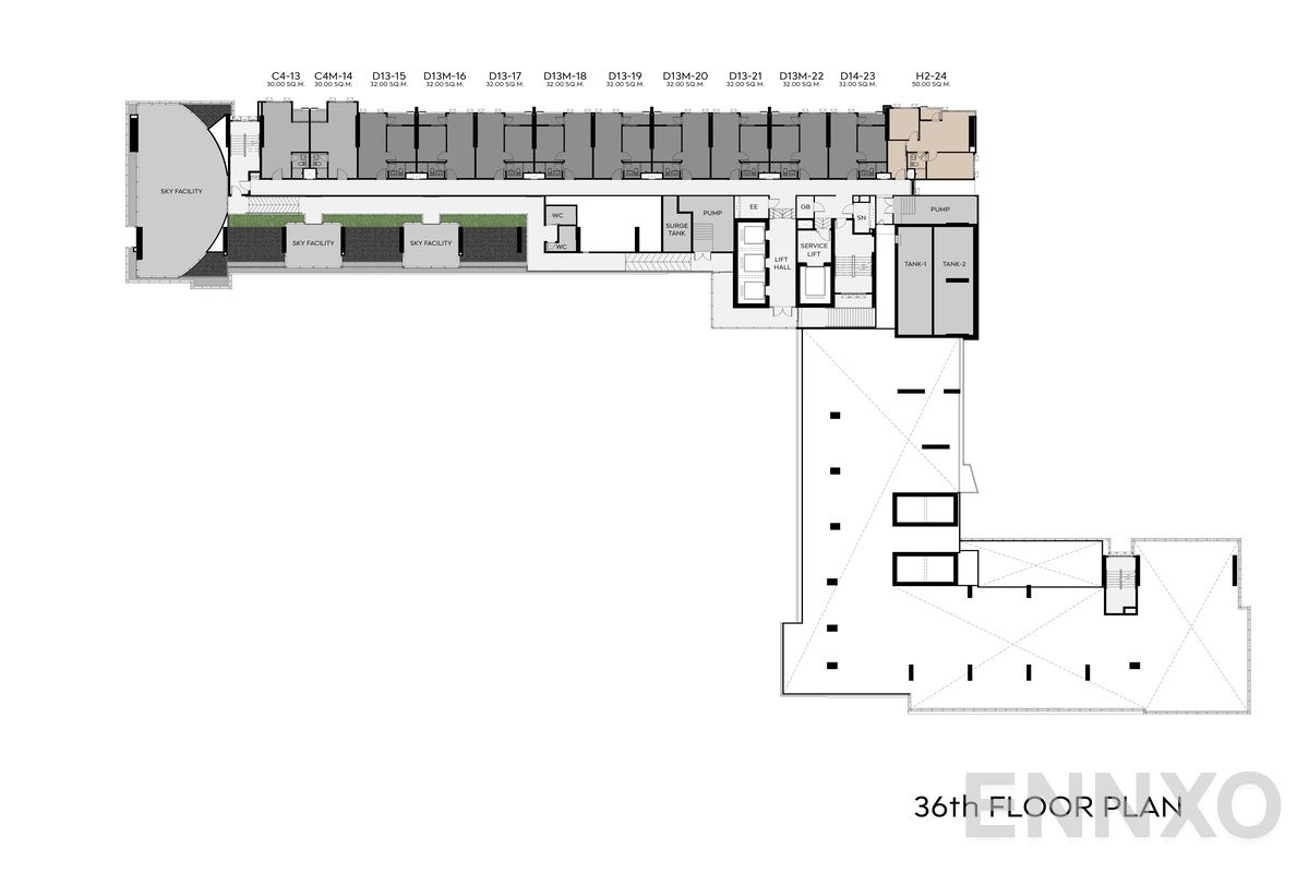 แปลนชั้น 36th-37th Floor  ของโครงการ ไลฟ์ พระราม 4 - อโศก