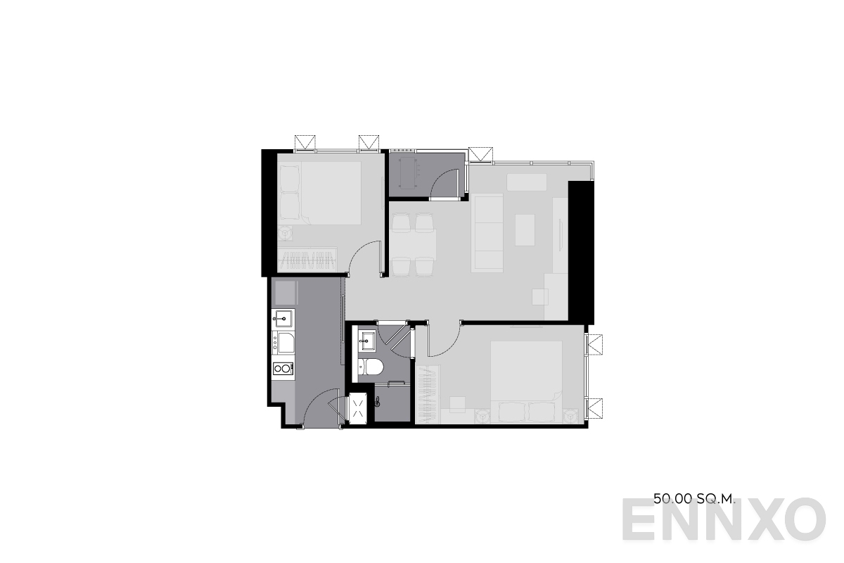 รูปแปลนห้อง 50.00-sq.m. ของโครงการ ไลฟ์ พระราม 4 - อโศก