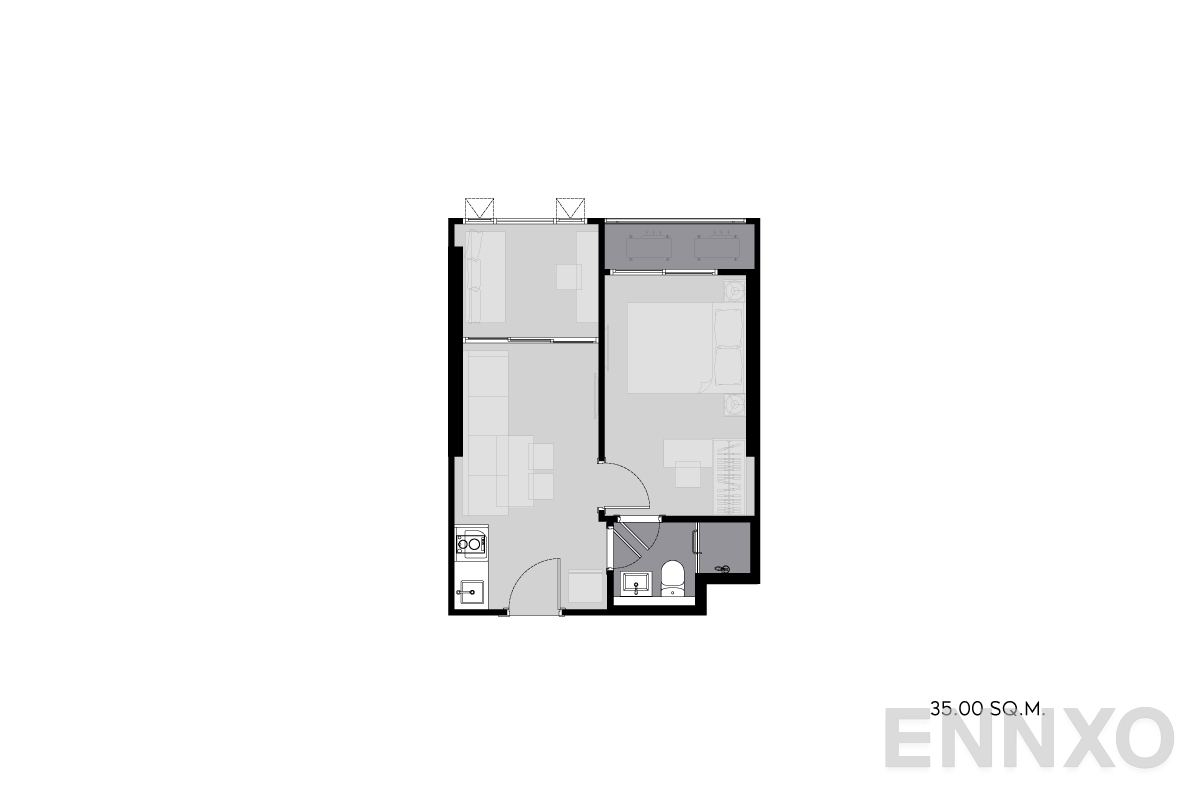 รูปแปลนห้อง 35.00-sq.m. ของโครงการ ไลฟ์ พระราม 4 - อโศก
