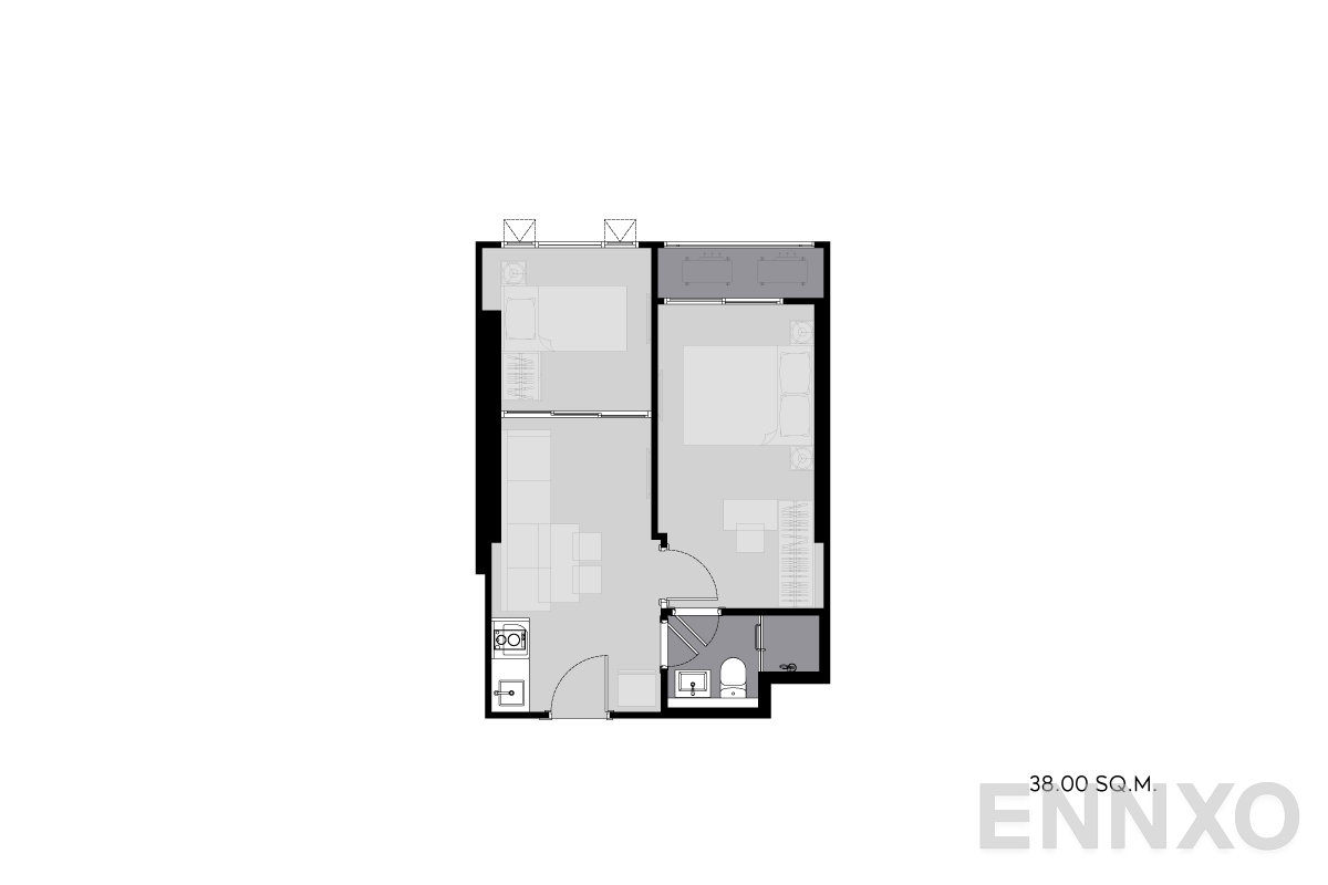 รูปแปลนห้อง 38.00-sq.m. ของโครงการ ไลฟ์ พระราม 4 - อโศก
