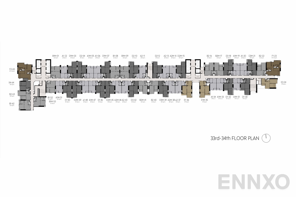 แปลนชั้น 33rd-34th floor plan ของโครงการ Life Sathorn Sierra