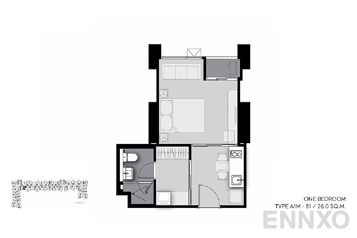 รูปแปลนห้อง A1M-51 ของโครงการ Life Sathorn Sierra