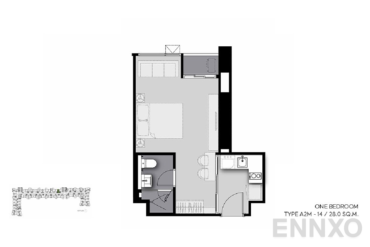 รูปแปลนห้อง A2M-14 ของโครงการ Life Sathorn Sierra