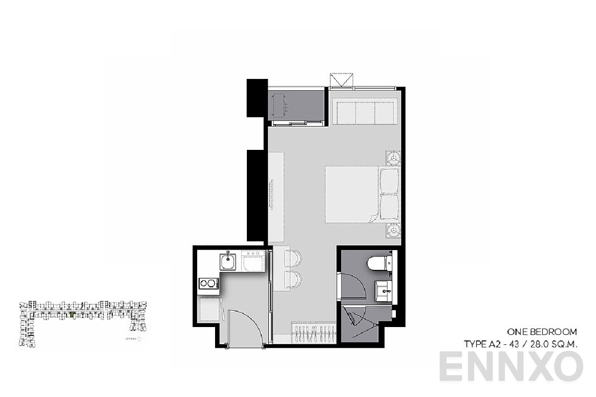 รูปแปลนห้อง A2-43 ของโครงการ Life Sathorn Sierra