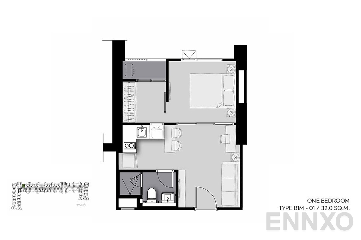 รูปแปลนห้อง B1M-01 ของโครงการ Life Sathorn Sierra
