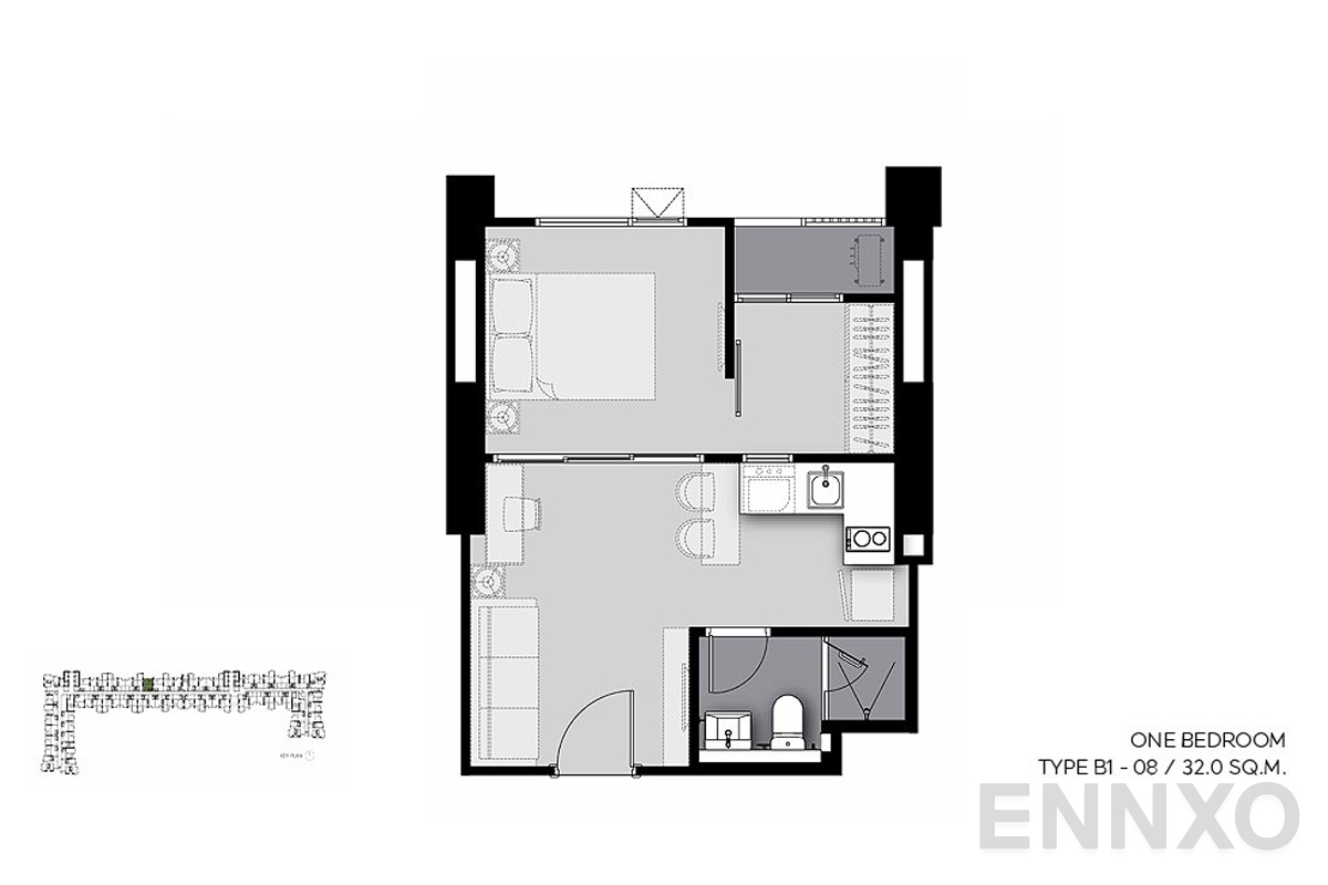 รูปแปลนห้อง B1-08 ของโครงการ Life Sathorn Sierra