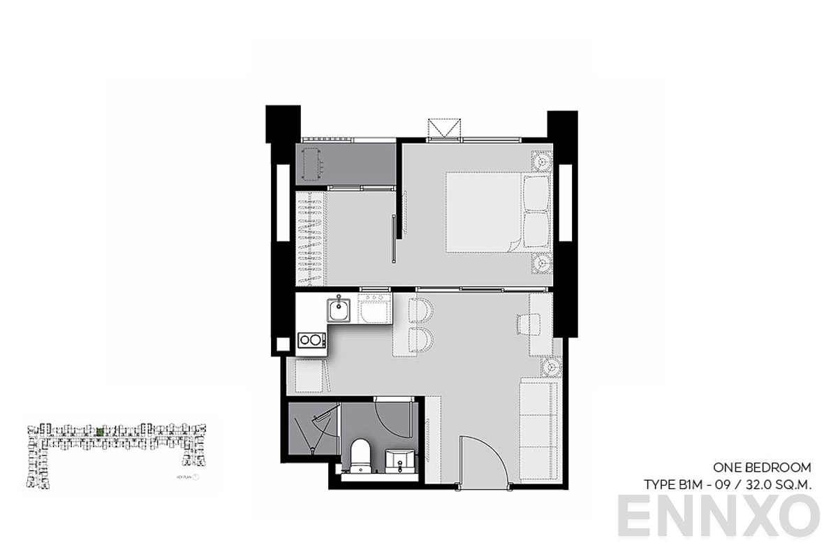 รูปแปลนห้อง B1M-09 ของโครงการ Life Sathorn Sierra