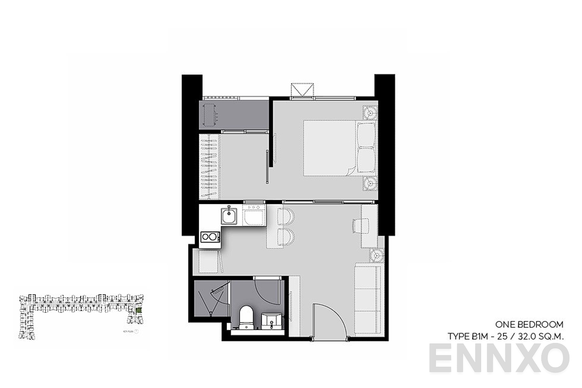 รูปแปลนห้อง B1M-25 ของโครงการ Life Sathorn Sierra