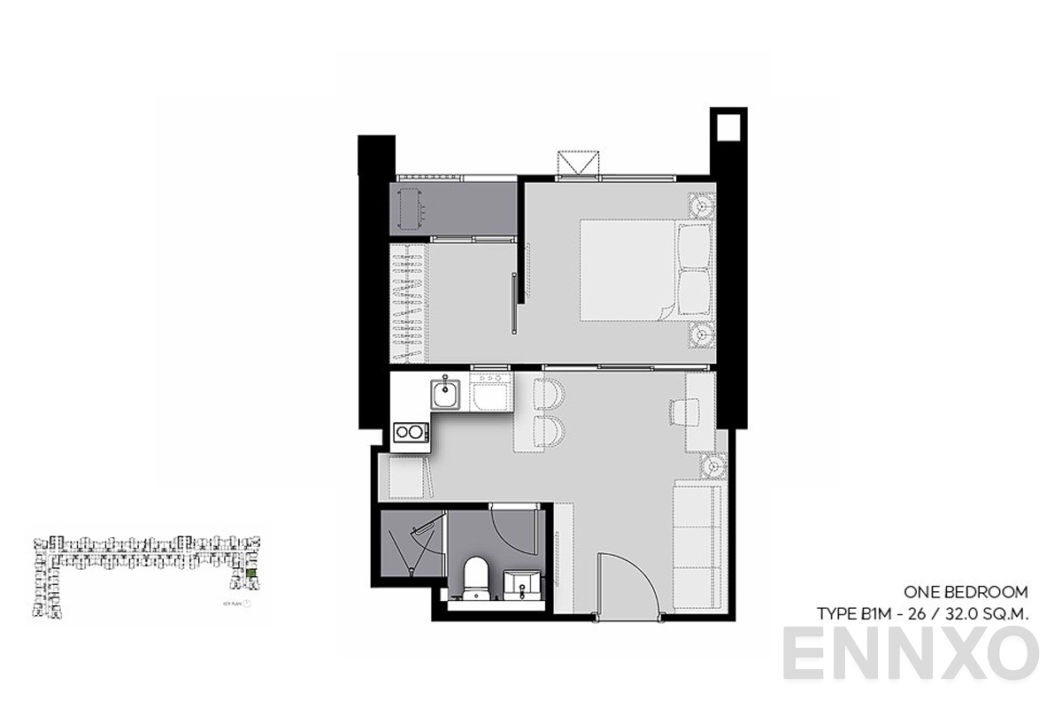 รูปแปลนห้อง B1M-26 ของโครงการ Life Sathorn Sierra