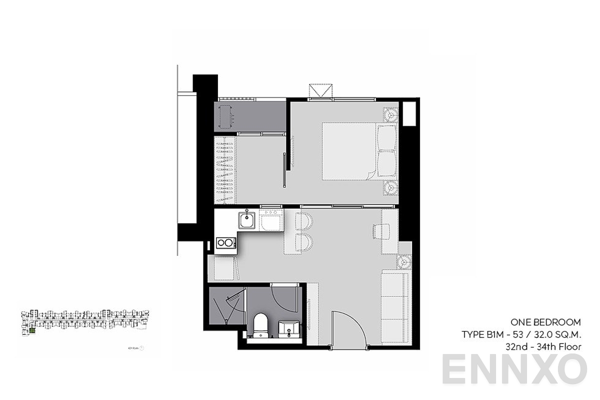 รูปแปลนห้อง B1M-53(32nd-34th-floor) ของโครงการ Life Sathorn Sierra