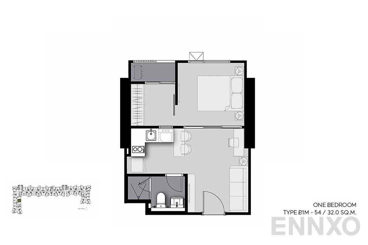 รูปแปลนห้อง B1M-54 ของโครงการ Life Sathorn Sierra