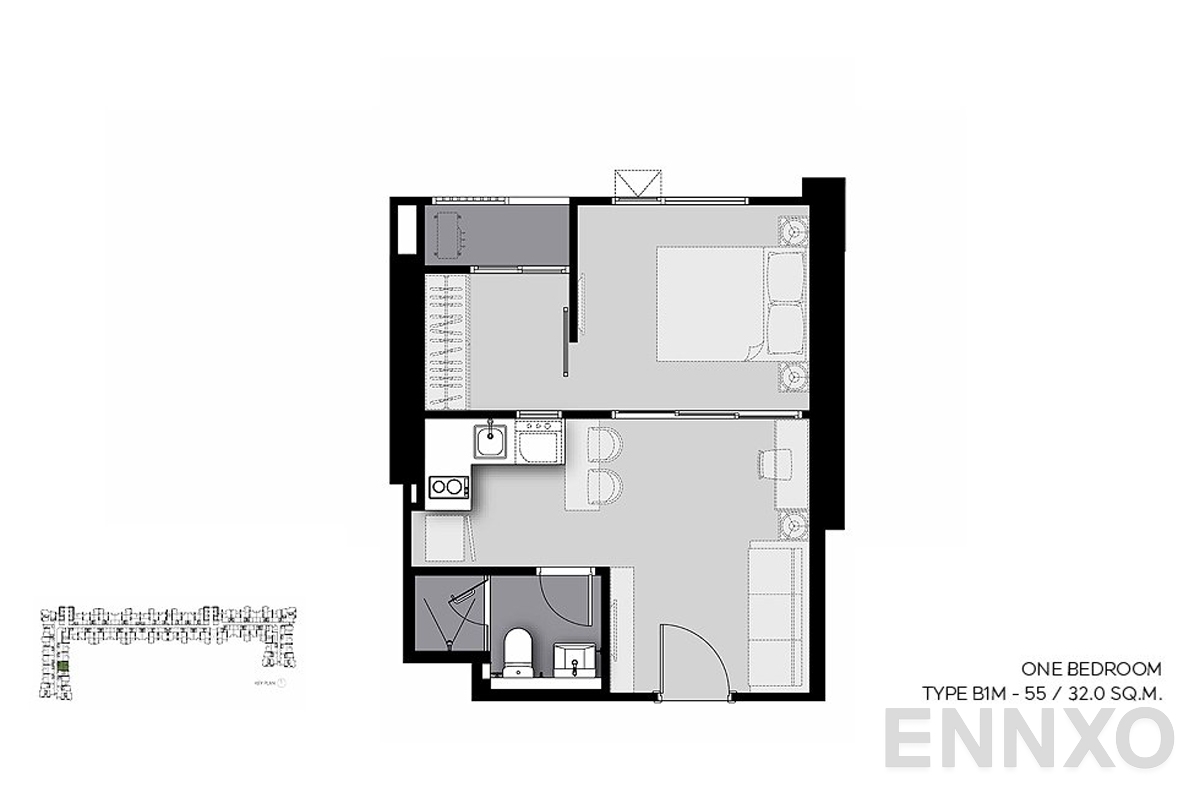 รูปแปลนห้อง B1M-55 ของโครงการ Life Sathorn Sierra