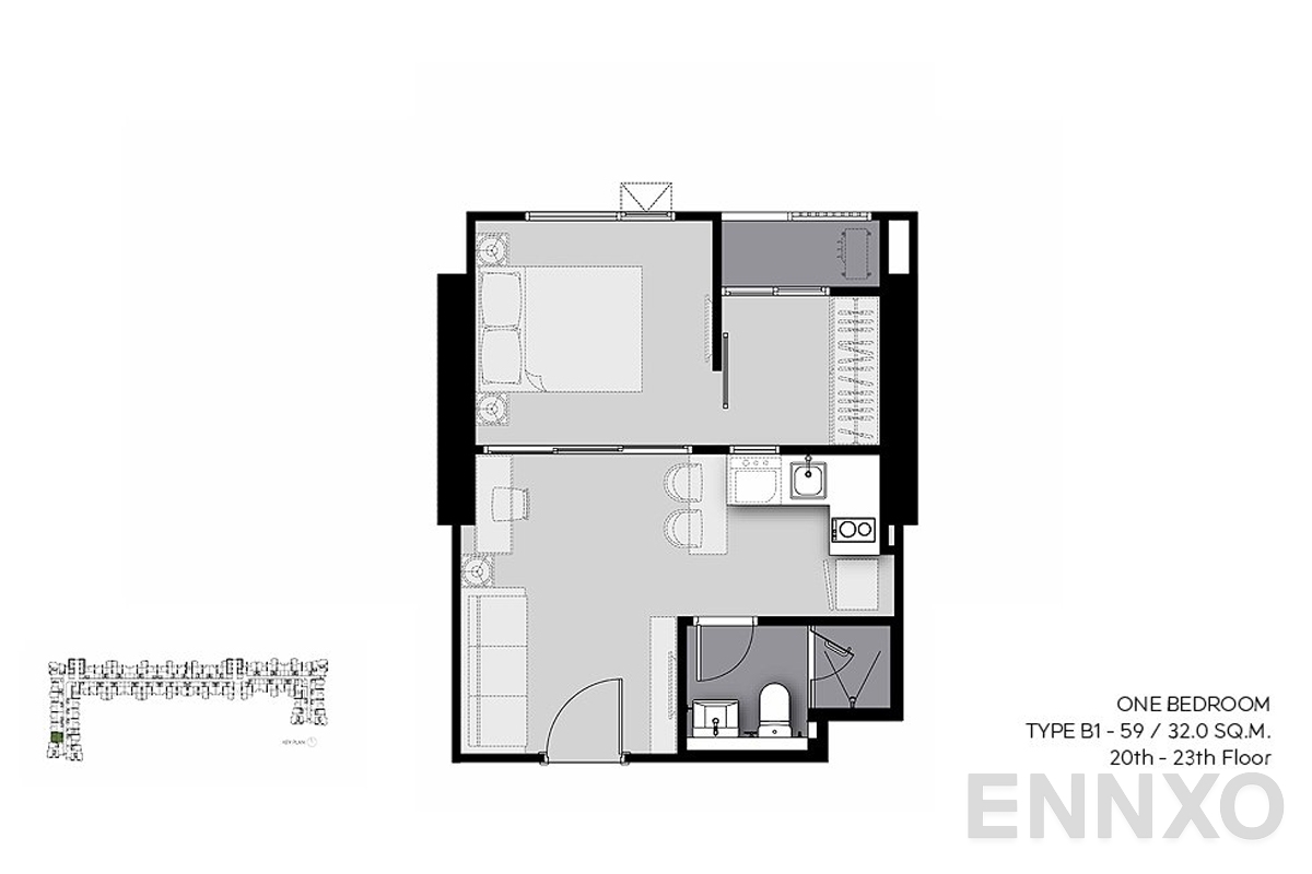 รูปแปลนห้อง B1-59(20th-23th-floor) ของโครงการ Life Sathorn Sierra