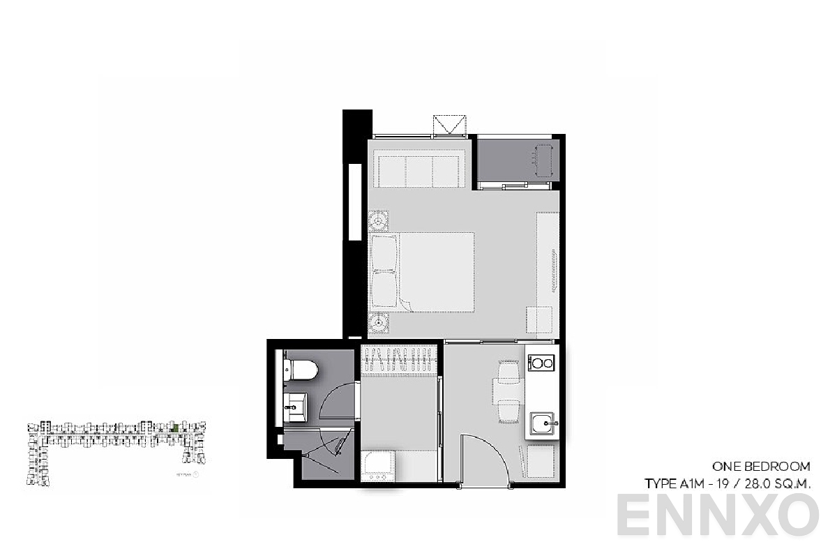 รูปแปลนห้อง A1M-19 ของโครงการ Life Sathorn Sierra