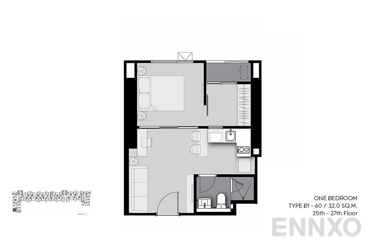 รูปแปลนห้อง B1-60 (25th-27th-floor) ของโครงการ Life Sathorn Sierra
