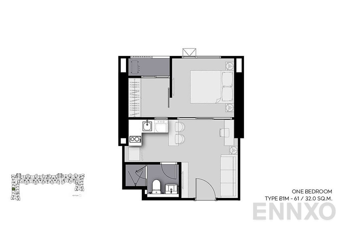 รูปแปลนห้อง B1M-61 ของโครงการ Life Sathorn Sierra