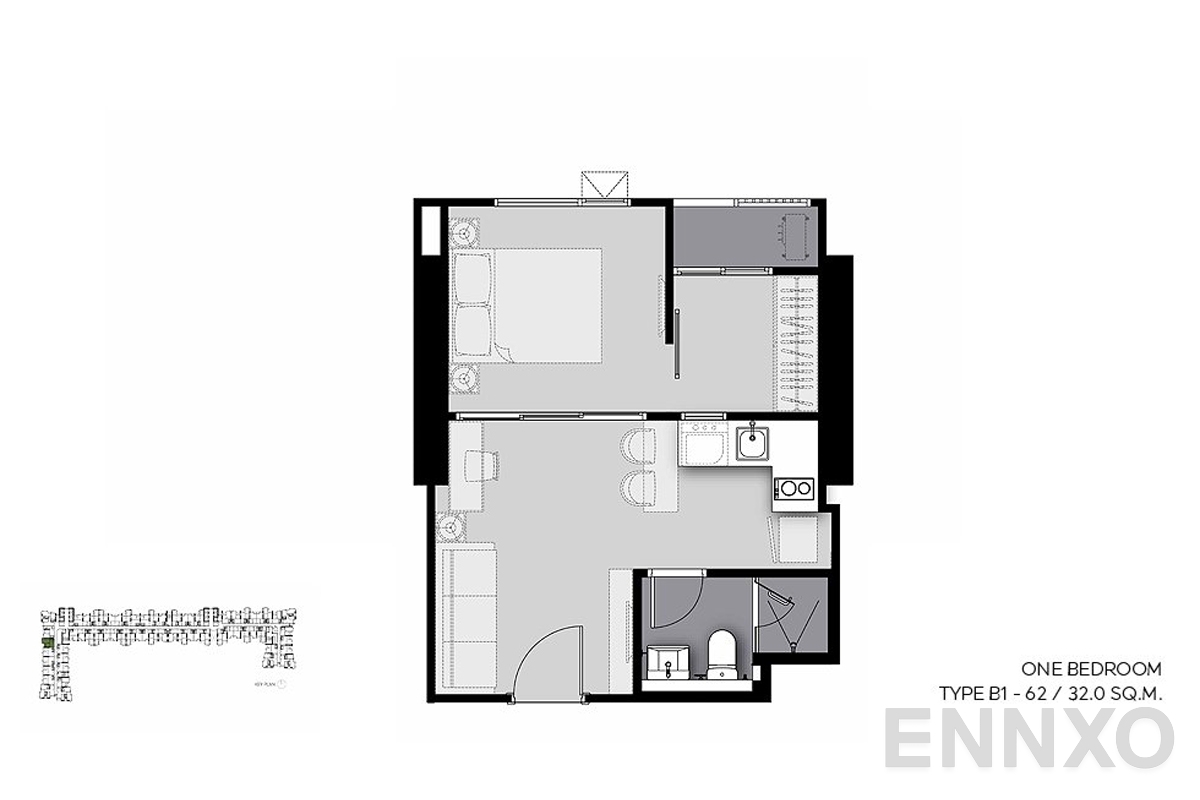 รูปแปลนห้อง B1-62 ของโครงการ Life Sathorn Sierra