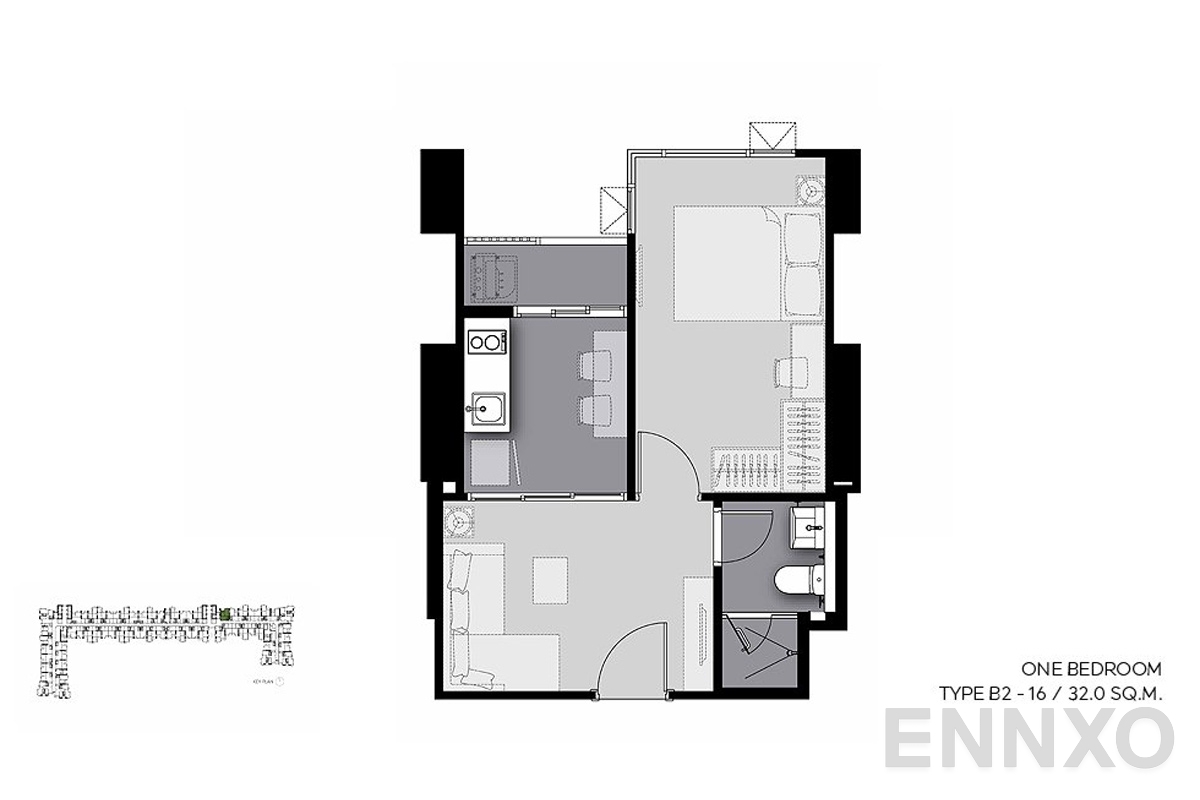 รูปแปลนห้อง B2-16 ของโครงการ Life Sathorn Sierra